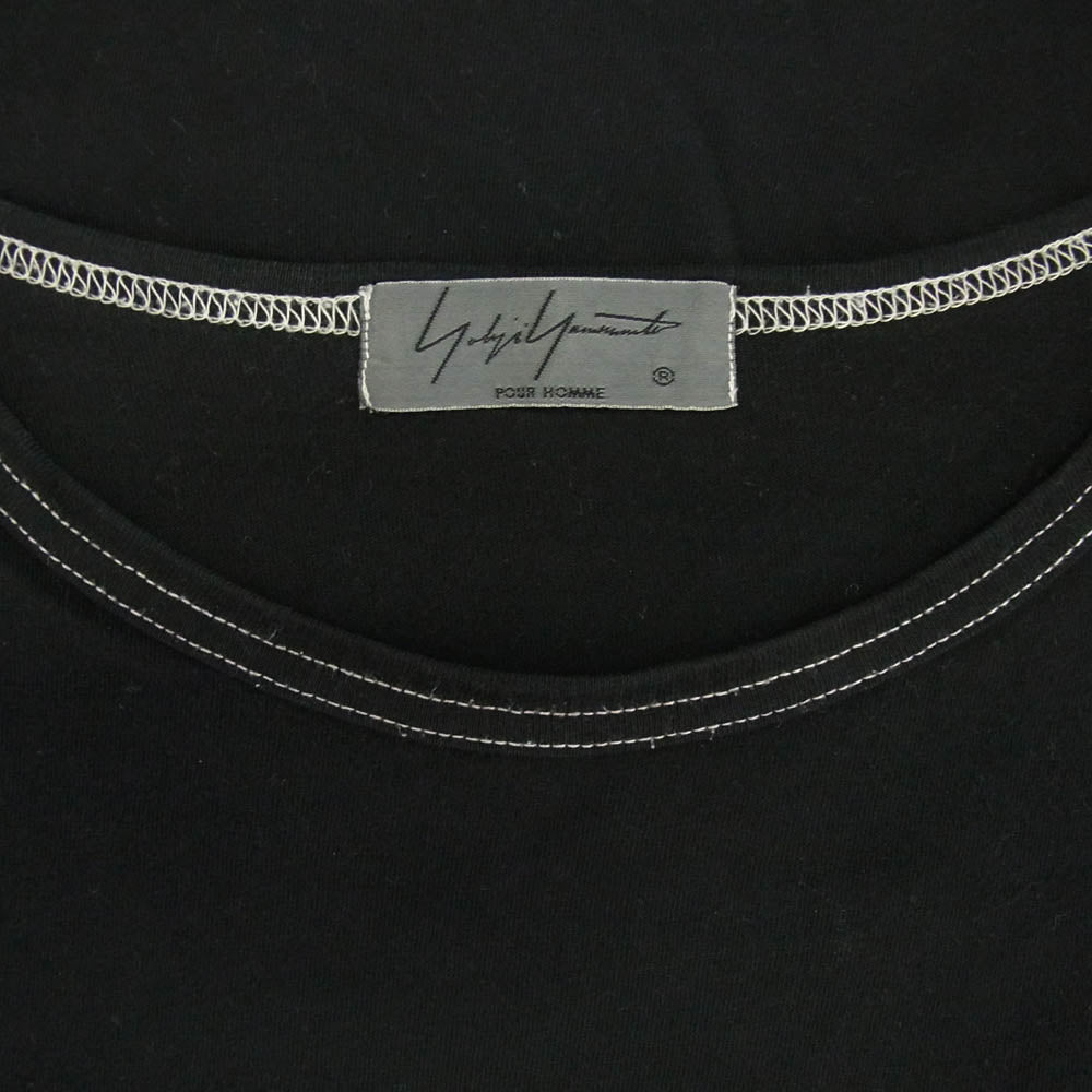 Yohji Yamamoto POUR HOMME ヨウジヤマモトプールオム HK-T25-076 ステッチ デザイン 半袖 Tシャツ カットソー ブラック系 3【中古】