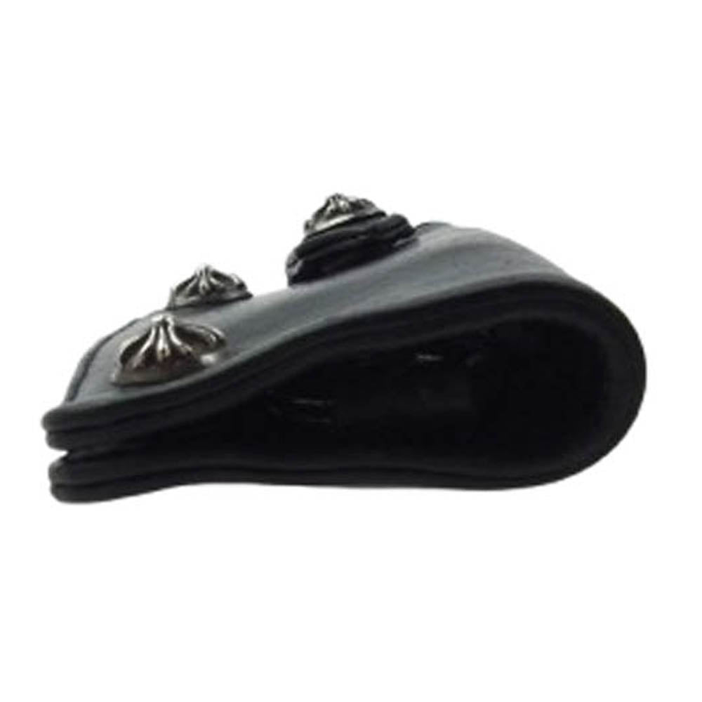 CHROME HEARTS クロムハーツ（原本無） KEY CASE クロスボールボタン レザー キーケース ブラック系【中古】