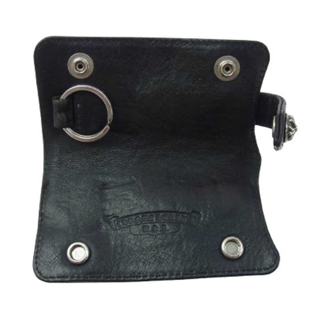 CHROME HEARTS クロムハーツ（原本無） KEY CASE クロスボールボタン レザー キーケース ブラック系【中古】