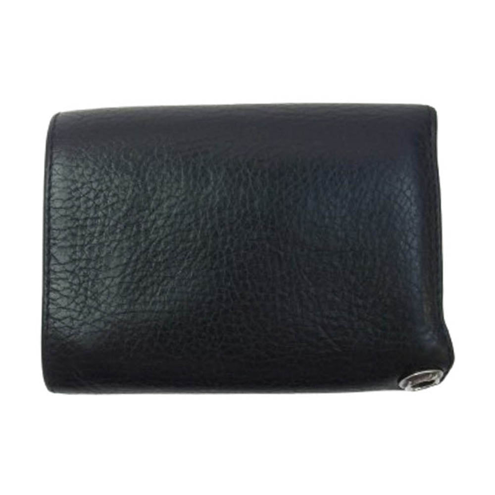 CHROME HEARTS クロムハーツ（原本無） 3FOLD 3フォールド クロスボールボタン レザー コンパクトウォレット 財布 ブラック系【中古】