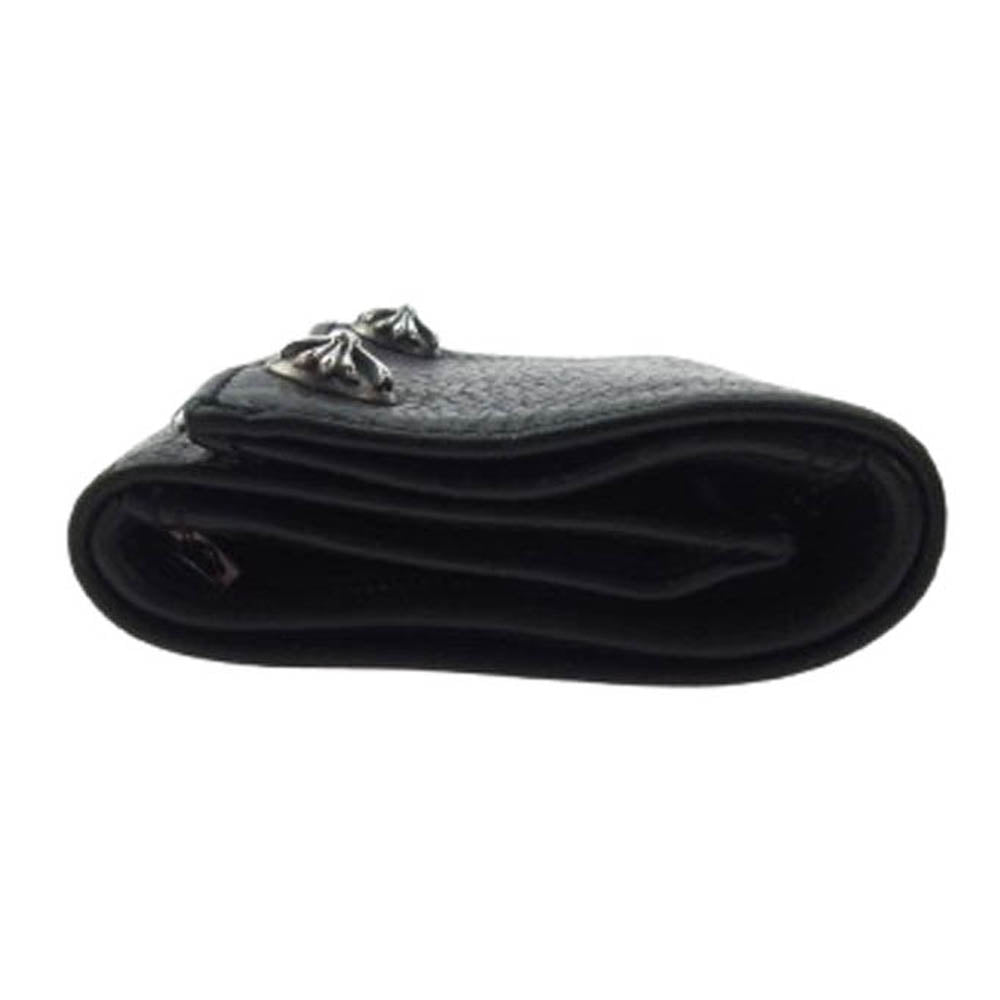 CHROME HEARTS クロムハーツ（原本無） 3FOLD 3フォールド クロスボールボタン レザー コンパクトウォレット 財布 ブラック系【中古】