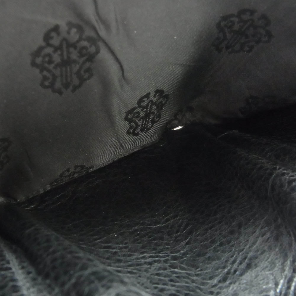 CHROME HEARTS クロムハーツ（原本無） 3FOLD 3フォールド クロスボールボタン レザー コンパクトウォレット 財布 ブラック系【中古】