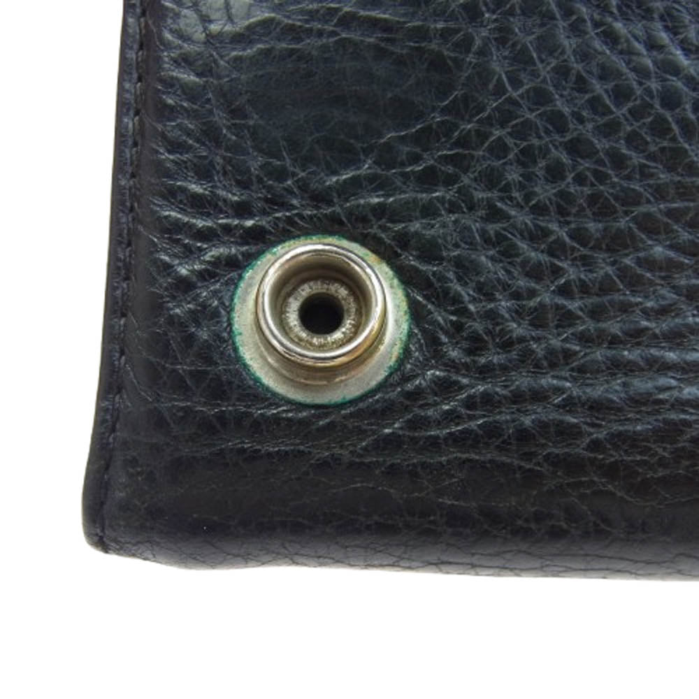 CHROME HEARTS クロムハーツ（原本無） 3FOLD 3フォールド クロスボールボタン レザー コンパクトウォレット 財布 ブラック系【中古】