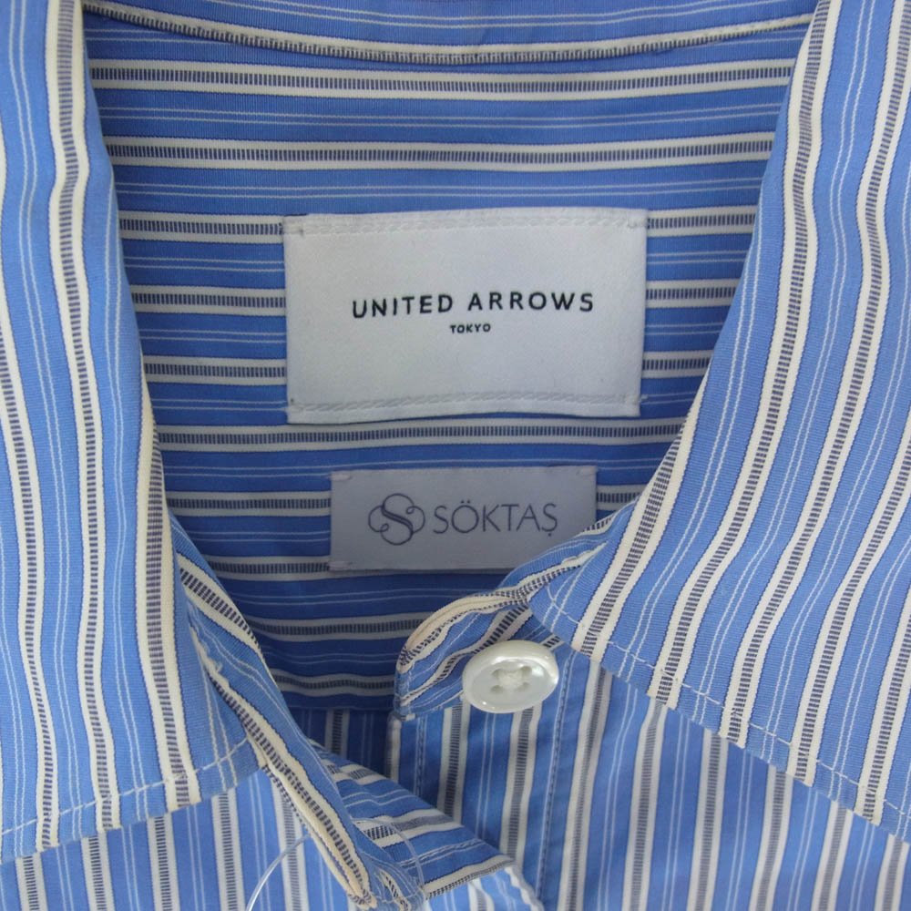 UNITED ARROWS ユナイテッドアローズ 1511-216-0910 SOKTAS ストライプ サイドスリット レギュラーカラー 長袖 シャツ ブルー系 サイズ表記無【中古】