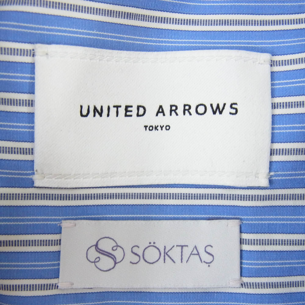 UNITED ARROWS ユナイテッドアローズ 1511-216-0910 SOKTAS ストライプ サイドスリット レギュラーカラー 長袖 シャツ ブルー系 サイズ表記無【中古】