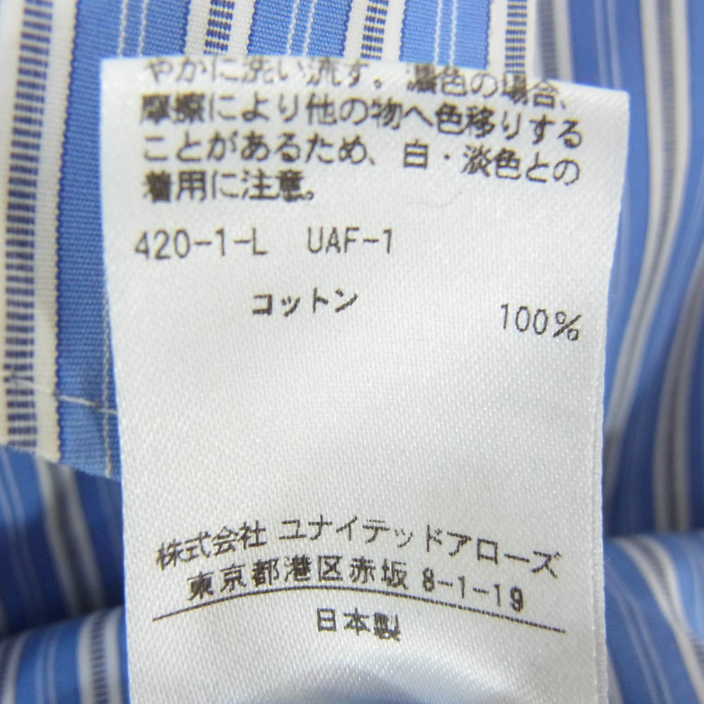 UNITED ARROWS ユナイテッドアローズ 1511-216-0910 SOKTAS ストライプ サイドスリット レギュラーカラー 長袖 シャツ ブルー系 サイズ表記無【中古】