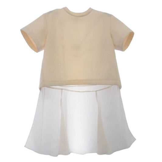 Sacai サカイ 25SS 25-07636 Suiting Bonding Mix Pullover スーチングボンディング ミックス プルオーバー 半袖 Tシャツ オフホワイト系 2【中古】