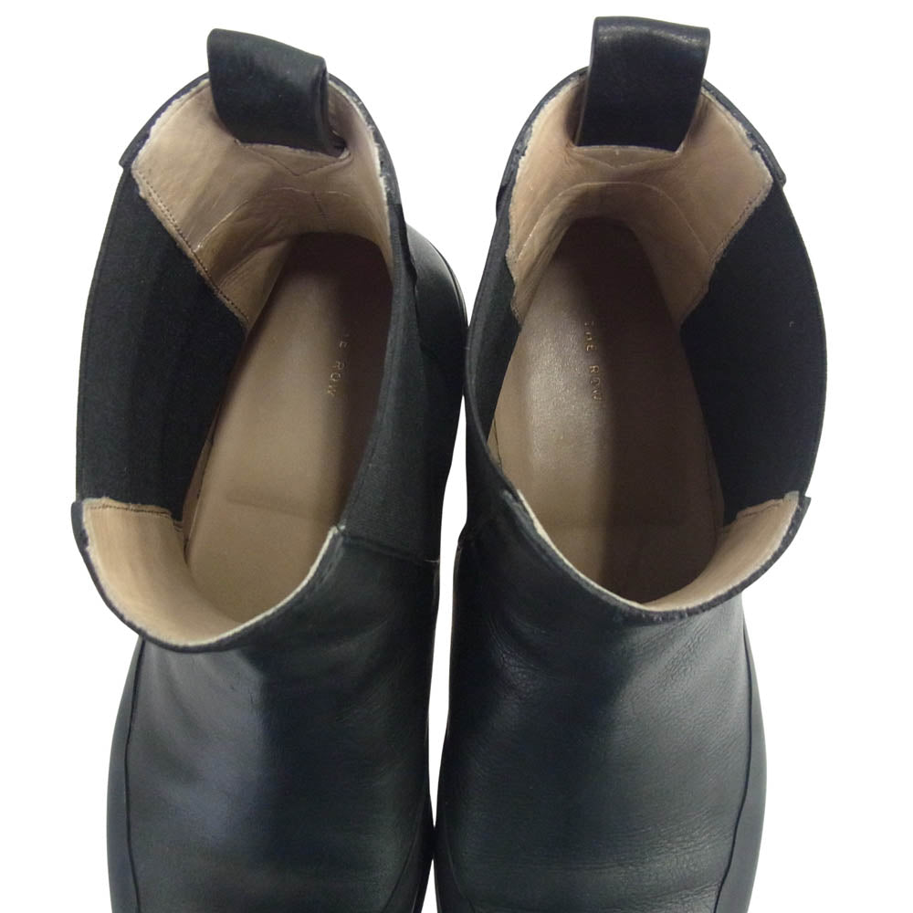 The Row ザロウ F1191-L65 FLAT ANKLE GARDEN BOOTS フラット アンクル レザー サイドゴア ガーデンブーツ ブラック系 39【中古】