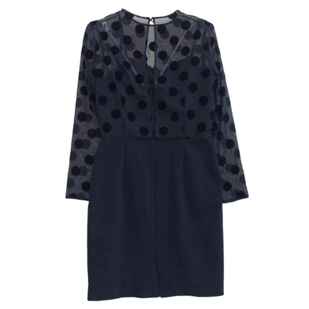 FRAY I.D フレイアイディー FFOD11143 フロッキードットプリント シースルー ワンピース ネイビー系 1【中古】