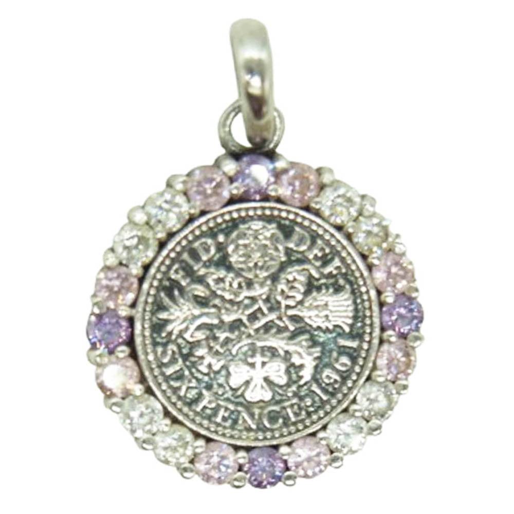 アクアシルバー ペンダントトップ ピンク パープル シルバー系【中古】