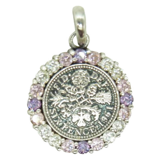 アクアシルバー ペンダントトップ ピンク パープル シルバー系【中古】