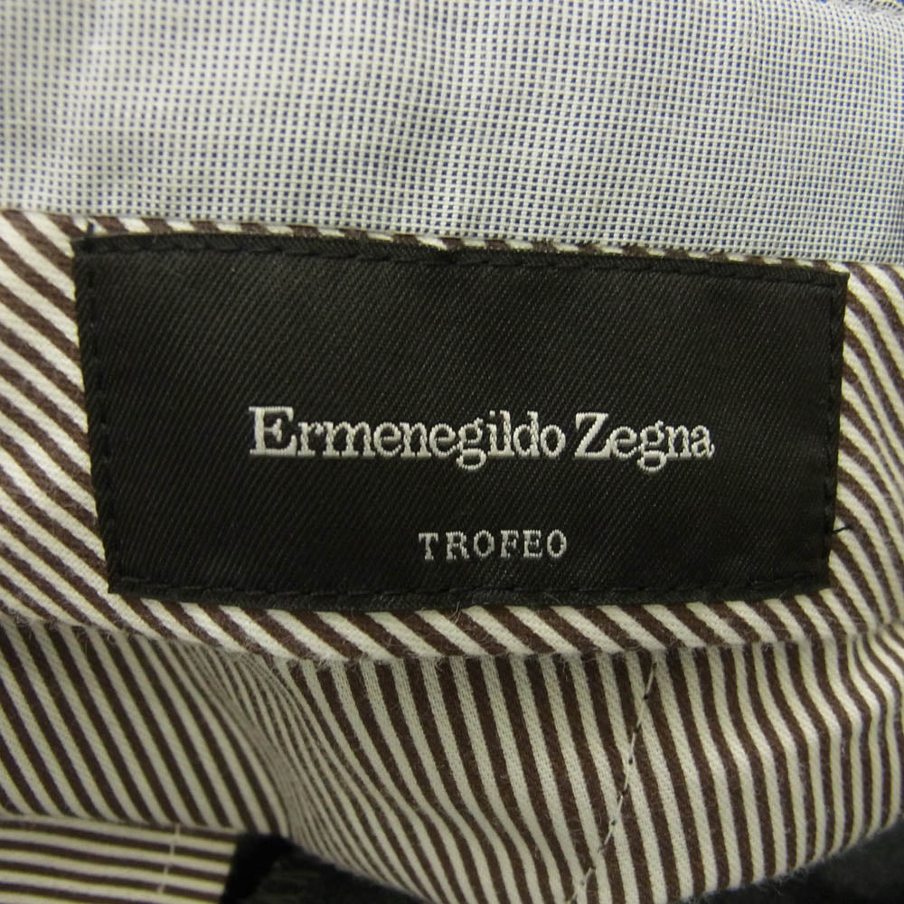 Ermenegildo Zegna エルメネジルドゼニア ウール100％ ワイド テーパード 裾ダブル ジップフライ スラックスパンツ グレー系 46【中古】