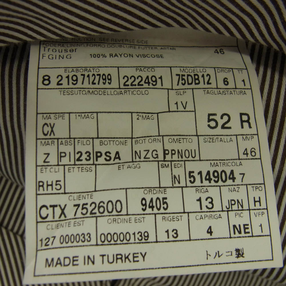 Ermenegildo Zegna エルメネジルドゼニア ウール100％ ワイド テーパード 裾ダブル ジップフライ スラックスパンツ グレー系 46【中古】