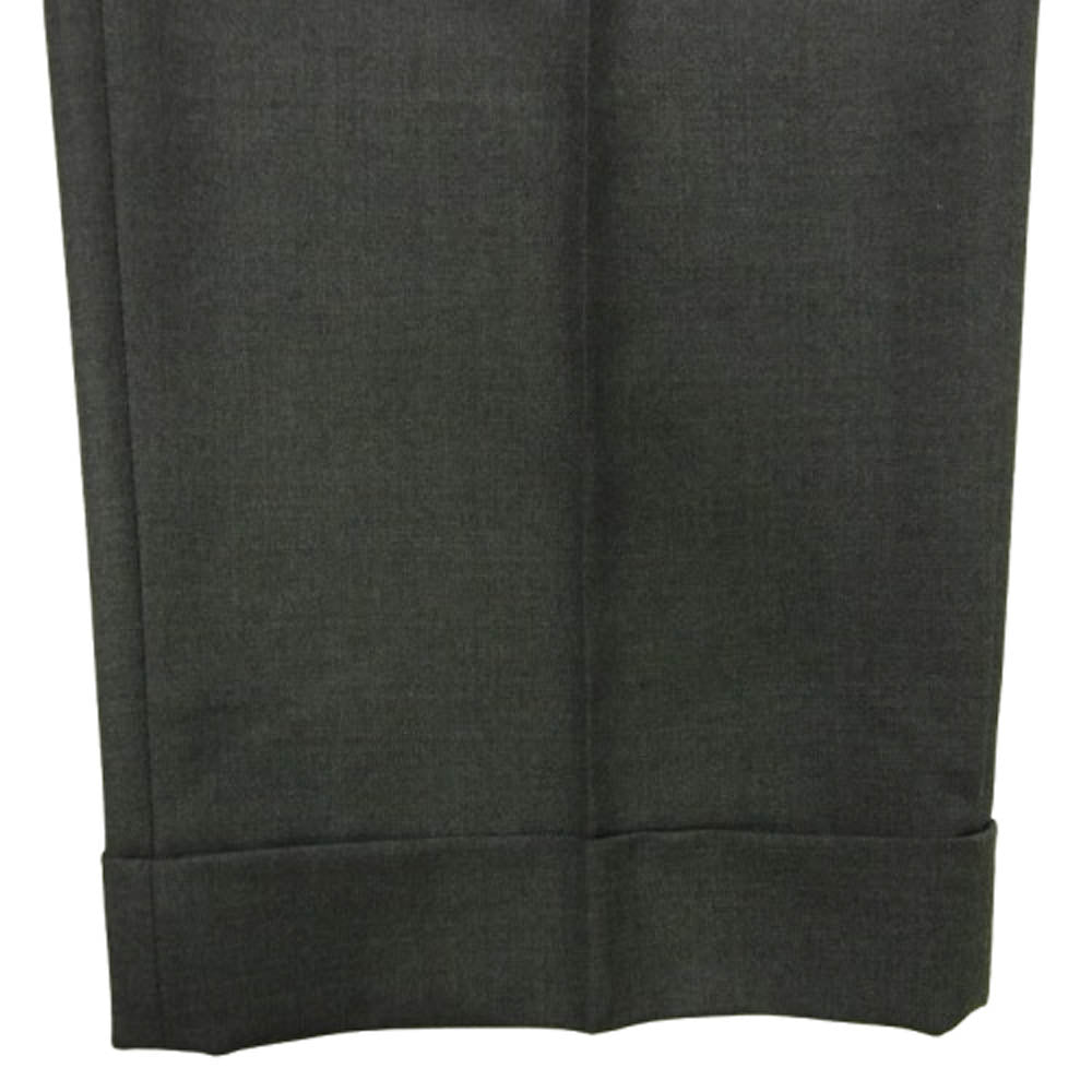 Ermenegildo Zegna エルメネジルドゼニア ウール100％ ワイド テーパード 裾ダブル ジップフライ スラックスパンツ グレー系 46【中古】