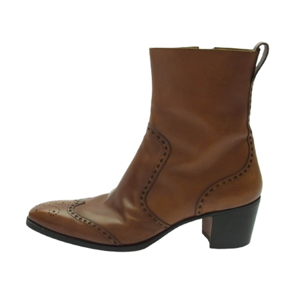YVES SAINT LAURENT イヴサンローラン JONNY BOOTS ジョニー サイドジップ ヒールブーツ ブラウン ブラウン系 42【中古】