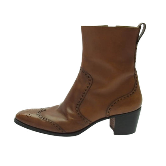 YVES SAINT LAURENT イヴサンローラン JONNY BOOTS ジョニー サイドジップ ヒールブーツ ブラウン ブラウン系 42【中古】