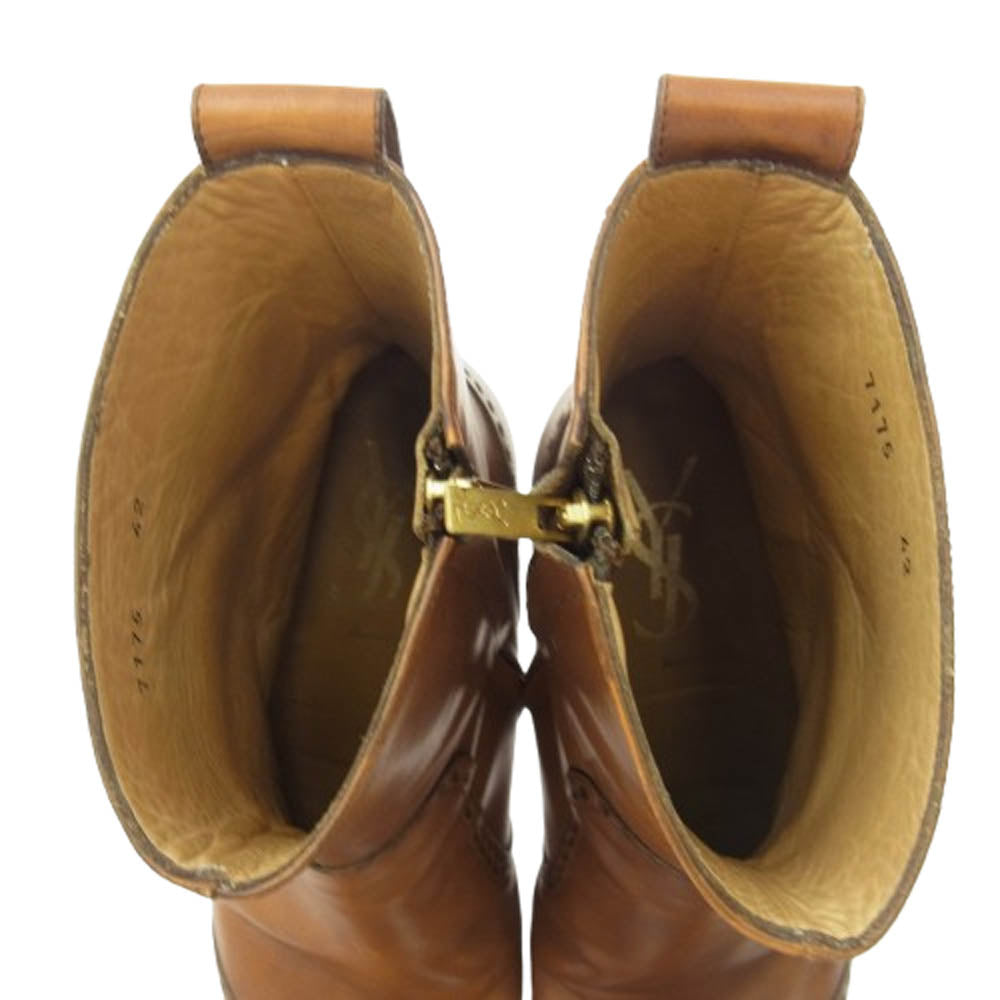 YVES SAINT LAURENT イヴサンローラン JONNY BOOTS ジョニー サイドジップ ヒールブーツ ブラウン ブラウン系 42【中古】