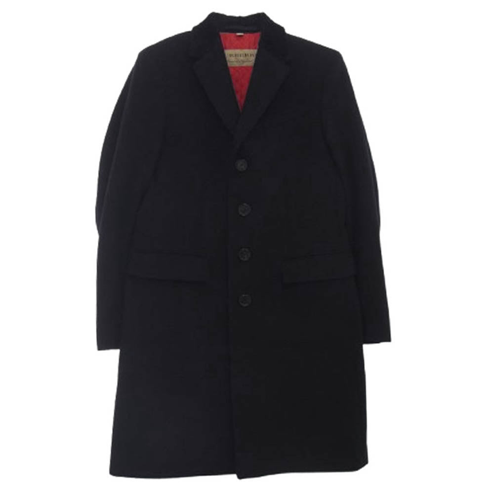 BURBERRY LONDON バーバリー ロンドン 4044670 ENGLAND 襟フェイクファー切替 ウール チェスターコート ブラック系 48 S/M【中古】