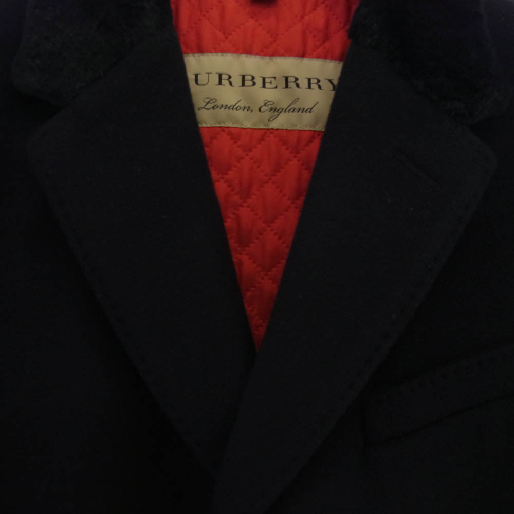 BURBERRY LONDON バーバリー ロンドン 4044670 ENGLAND 襟フェイクファー切替 ウール チェスターコート ブラック系 48 S/M【中古】