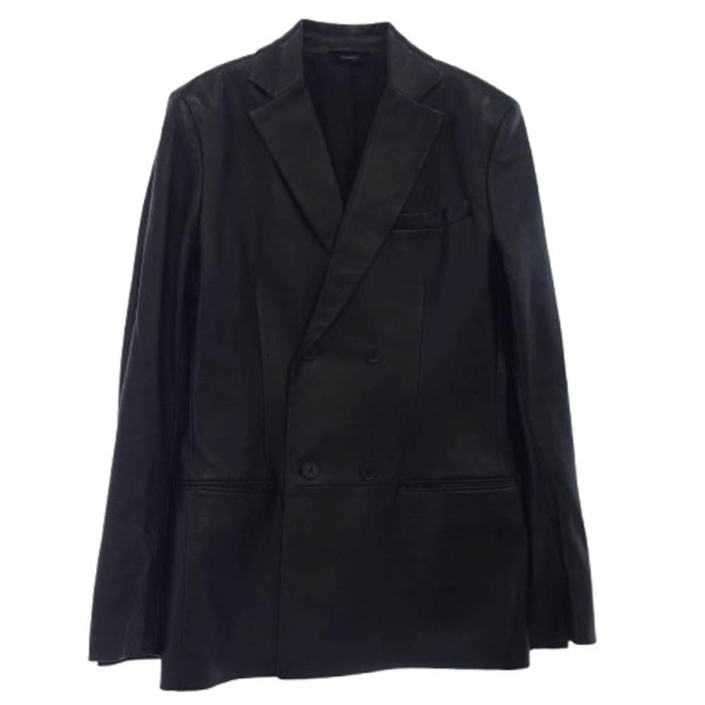 JIL SANDER ジルサンダー 651546 ML567401 イタリア製 ダブルブレスト オールレザー テーラードジャケット ブラック系 L【中古】