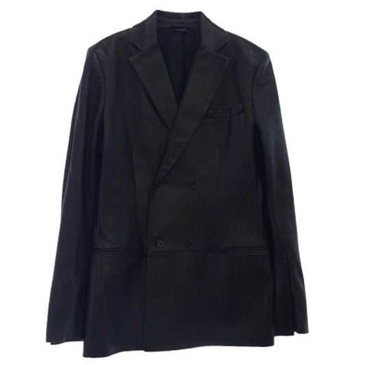 JIL SANDER ジルサンダー 651546 ML567401 イタリア製 ダブルブレスト オールレザー テーラードジャケット ブラック系 L【中古】
