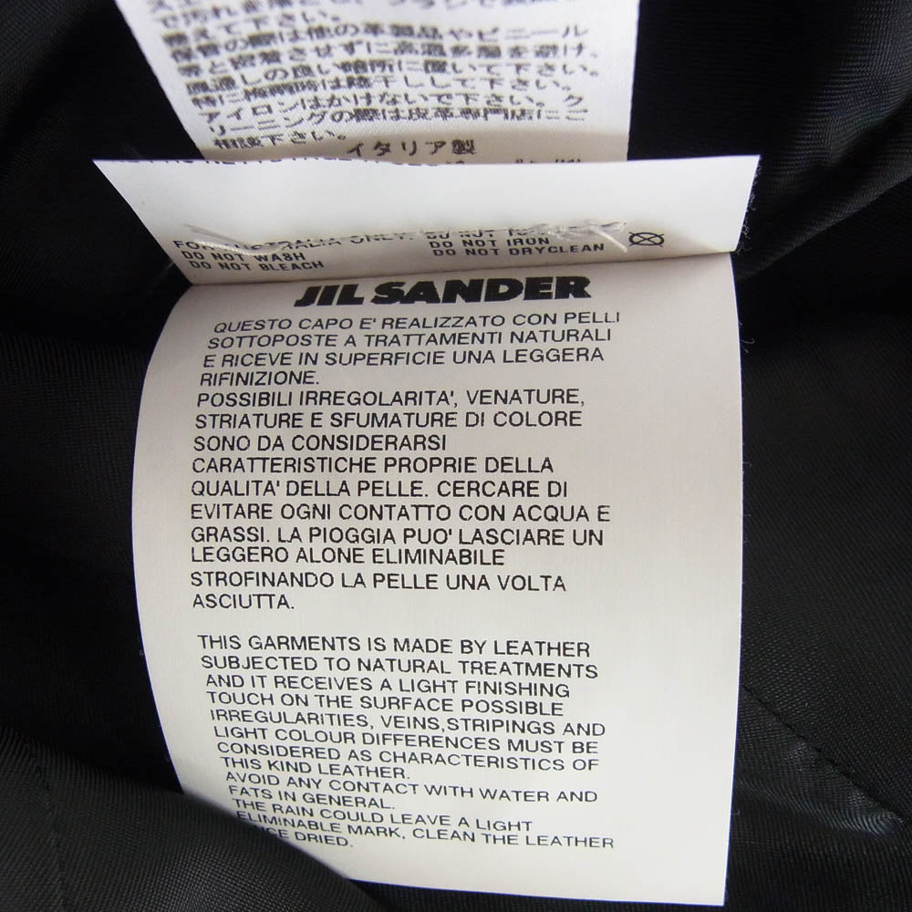 JIL SANDER ジルサンダー 651546 ML567401 イタリア製 ダブルブレスト オールレザー テーラードジャケット ブラック系 L【中古】