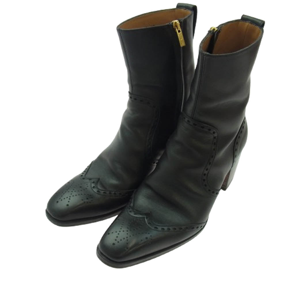 YVES SAINT LAURENT イヴサンローラン JONNY BOOTS ジョニー サイドジップ ヒールブーツ ブラック ブラック系 40【中古】