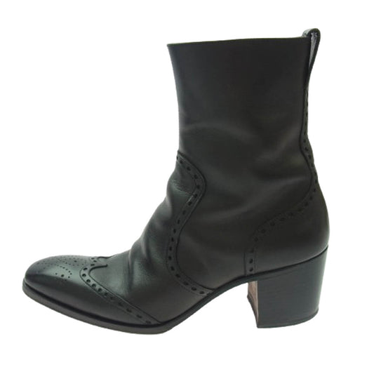 YVES SAINT LAURENT イヴサンローラン JONNY BOOTS ジョニー サイドジップ ヒールブーツ ブラック ブラック系 40【中古】