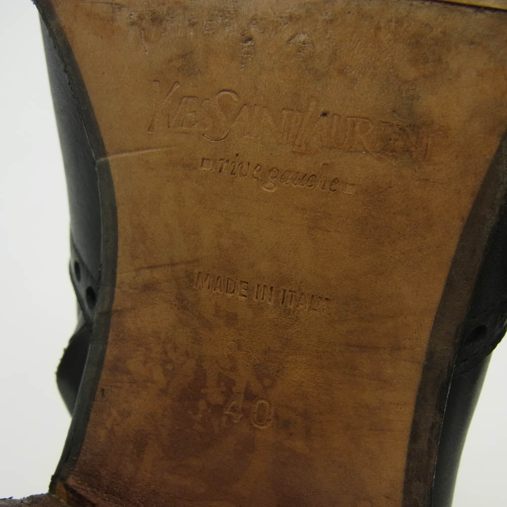 YVES SAINT LAURENT イヴサンローラン JONNY BOOTS ジョニー サイドジップ ヒールブーツ ブラック ブラック系 40【中古】