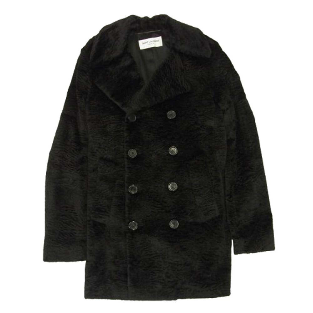 SAINT LAURENT サンローラン 16AW 437605 Y592N アストラカン フェイクファー ダブルブレスト コート ブラック系 M【中古】