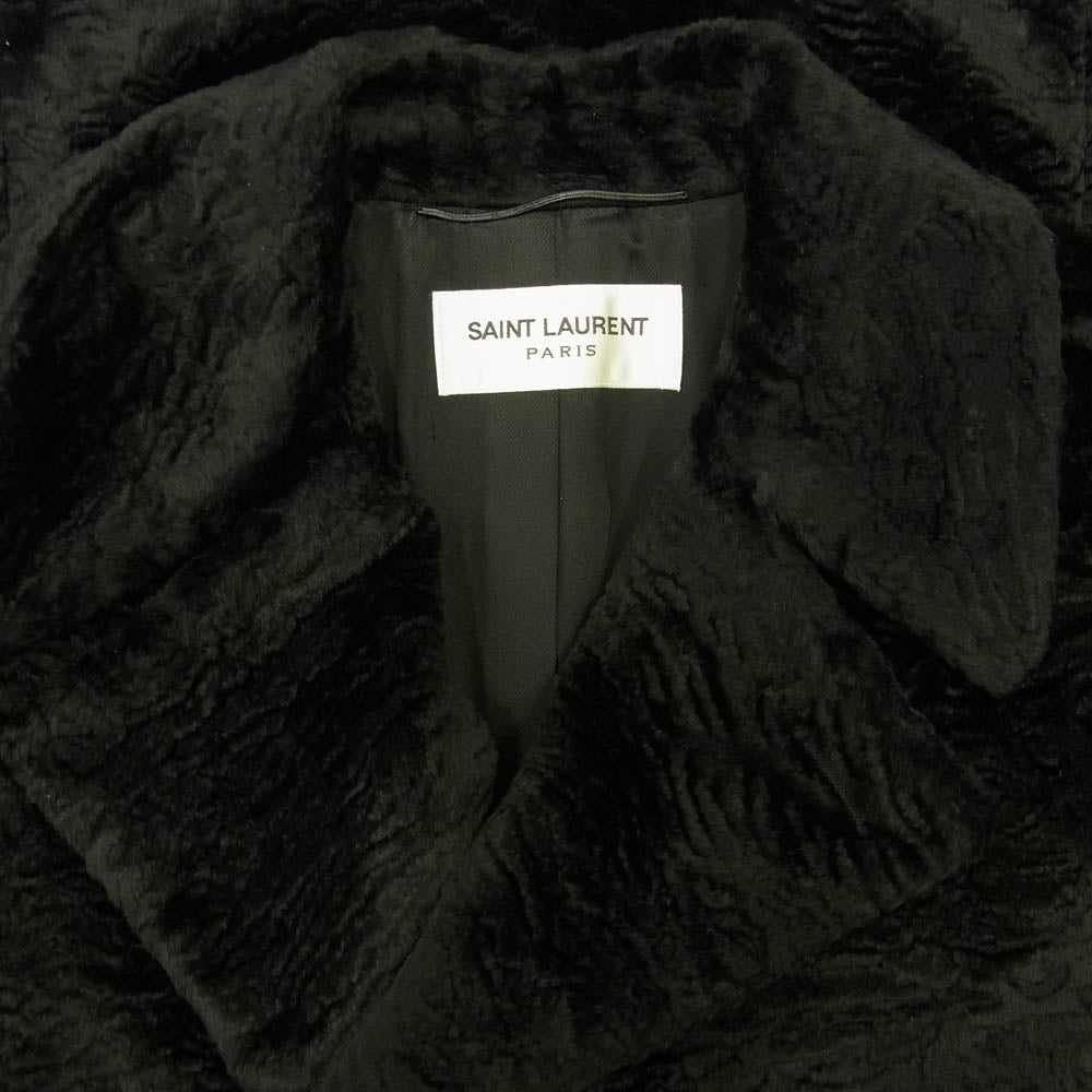 SAINT LAURENT サンローラン 16AW 437605 Y592N アストラカン フェイクファー ダブルブレスト コート ブラック系 M【中古】