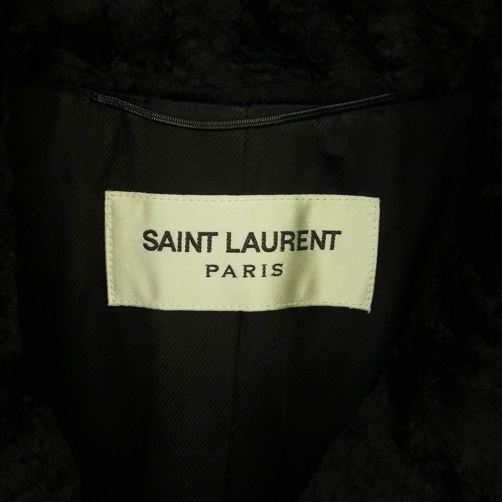 SAINT LAURENT サンローラン 16AW 437605 Y592N アストラカン フェイクファー ダブルブレスト コート ブラック系 M【中古】