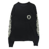 CHROME HEARTS クロムハーツ（原本無） CH LS 1 袖フローラル バックホースシュー プリント 長袖カットソー 長袖Tシャツ ロングスリーブカットソー ロンT ブラック系 M【中古】