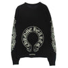 CHROME HEARTS クロムハーツ（原本無） CH LS 1 袖フローラル バックホースシュー プリント 長袖カットソー 長袖Tシャツ ロングスリーブカットソー ロンT ブラック系 M【中古】