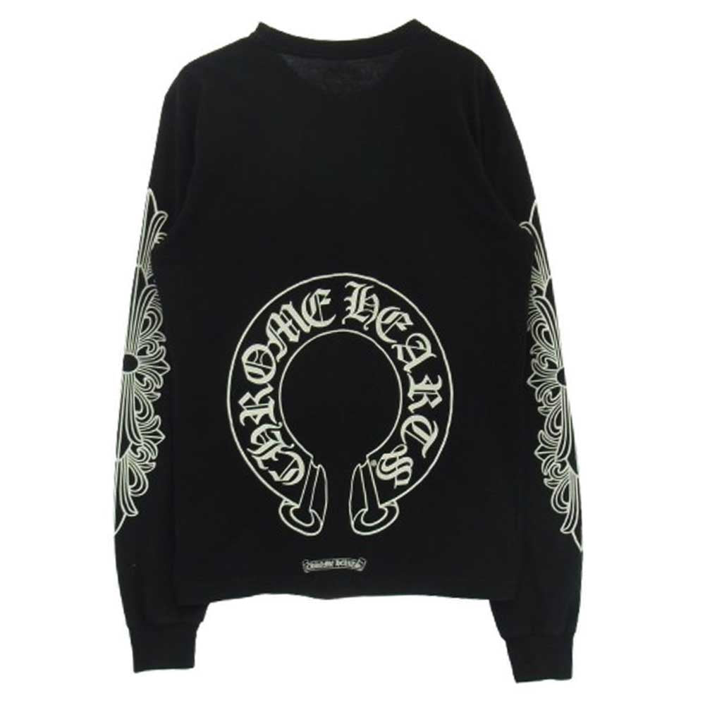 美品　CHROME HEARTS フローラル　ホースシュー　長袖カットソー　L CHROME HEARTS クロムハーツ（原本無） CH LS 1 袖フローラル
