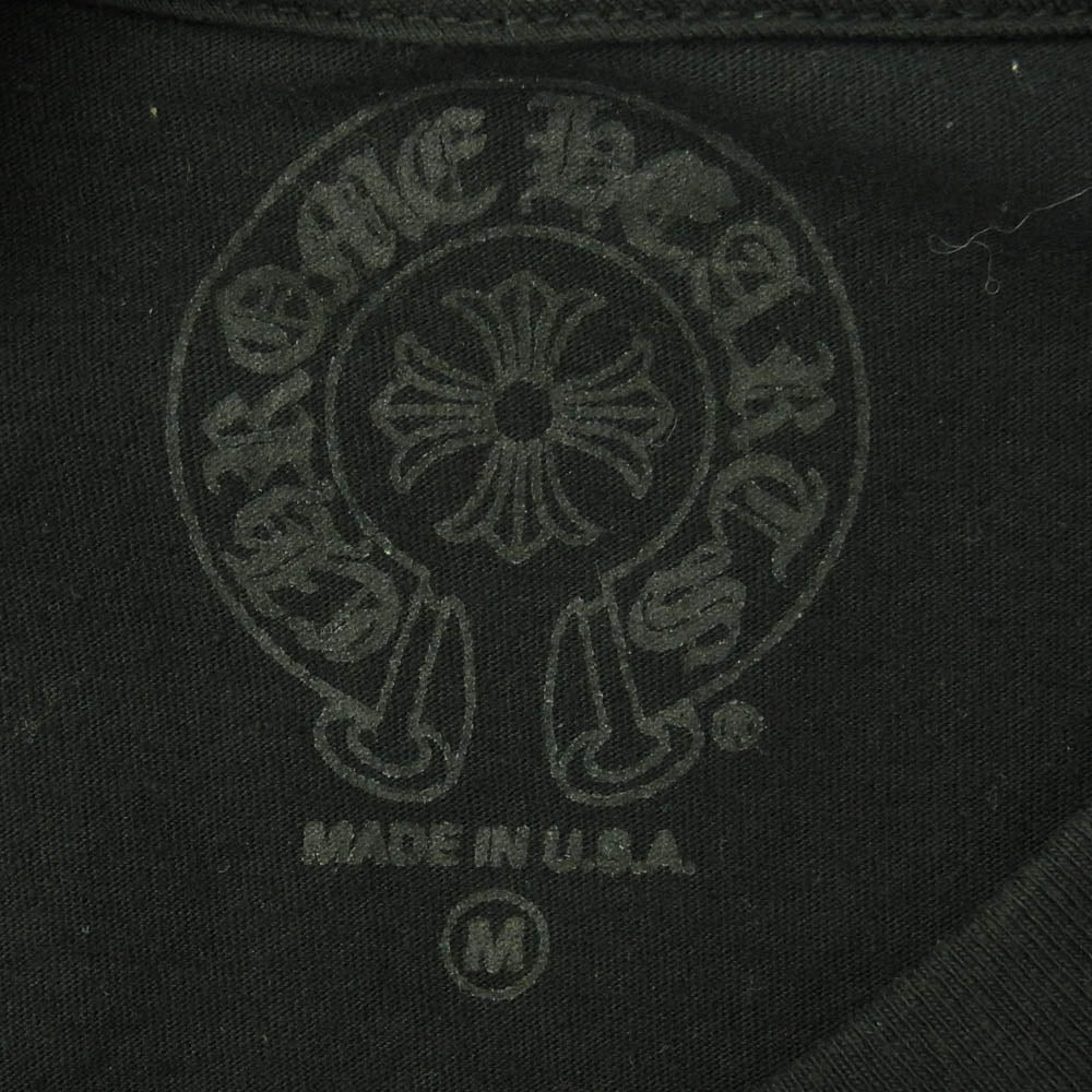 CHROME HEARTS クロムハーツ（原本無） CH LS 1 袖フローラル バックホースシュー プリント 長袖カットソー 長袖Tシャツ ロングスリーブカットソー ロンT ブラック系 M【中古】
