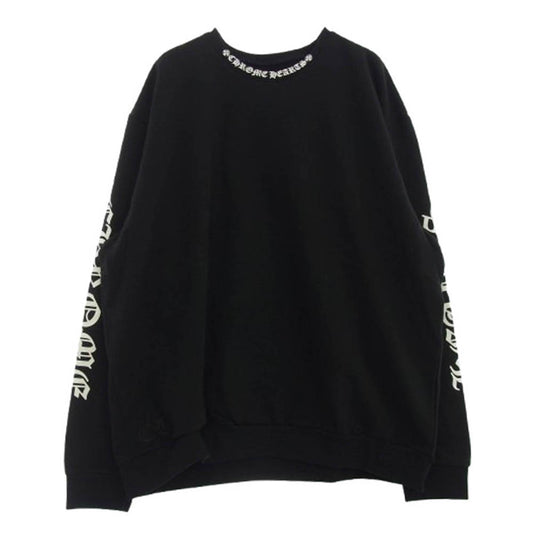 CHROME HEARTS クロムハーツ（原本無） SWTSHRT PLVR ネック 袖ロゴ プリント クルーネック スウェット XL ブラック系 XL【新古品】【未使用】【中古】