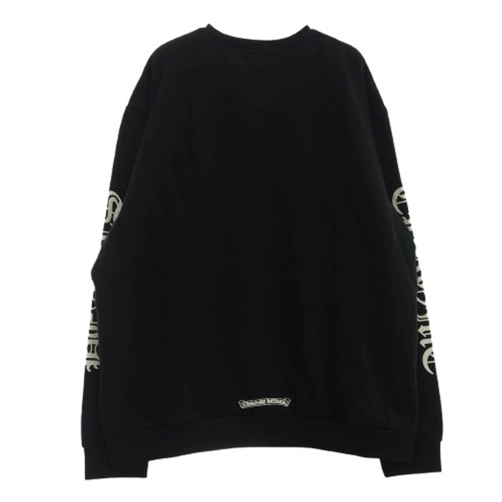 CHROME HEARTS クロムハーツ（原本無） SWTSHRT PLVR ネック 袖ロゴ プリント クルーネック スウェット XL ブラック系 XL【新古品】【未使用】【中古】