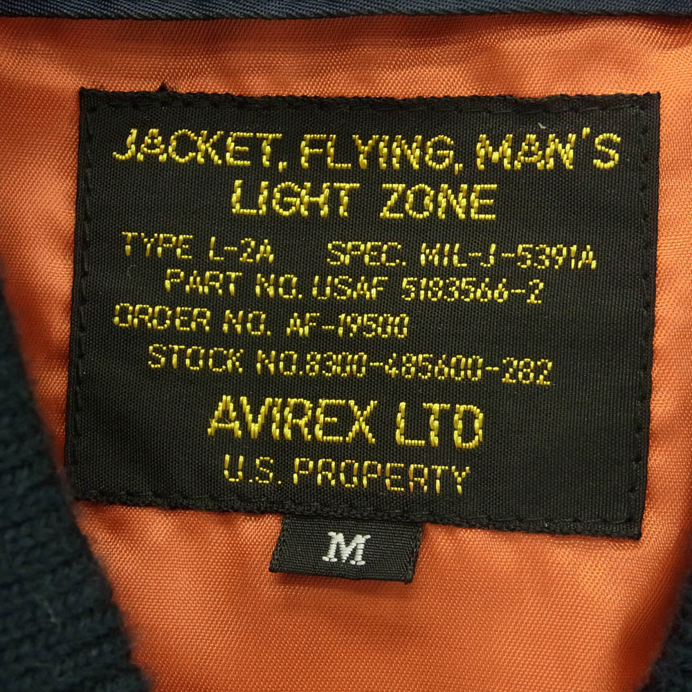 AVIREX アヴィレックス 6262081 レディース L-2A コマーシャルロゴ フライト ジャケット ネイビー系 M【中古】