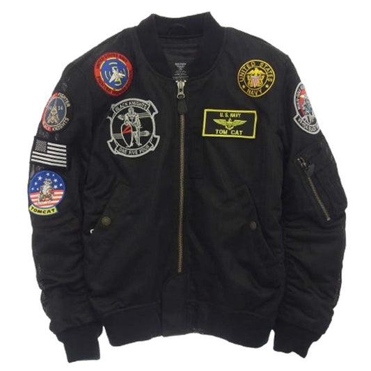 HOUSTON ヒューストン HTVA-2021S MA-1 BLACK KNIGHTS M/C JAC ブラックナイト バイク ジャケット ブラック系 S【中古】
