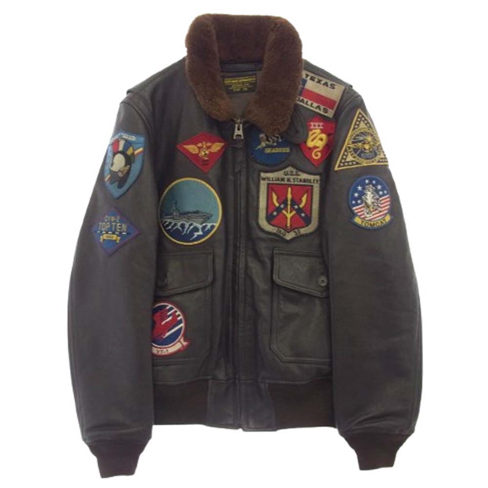AVIREX アヴィレックス 6101063 G-1 TOP GUN トップガン ゴートスキン レザー フライト ジャケット ブラウン系 38【中古】