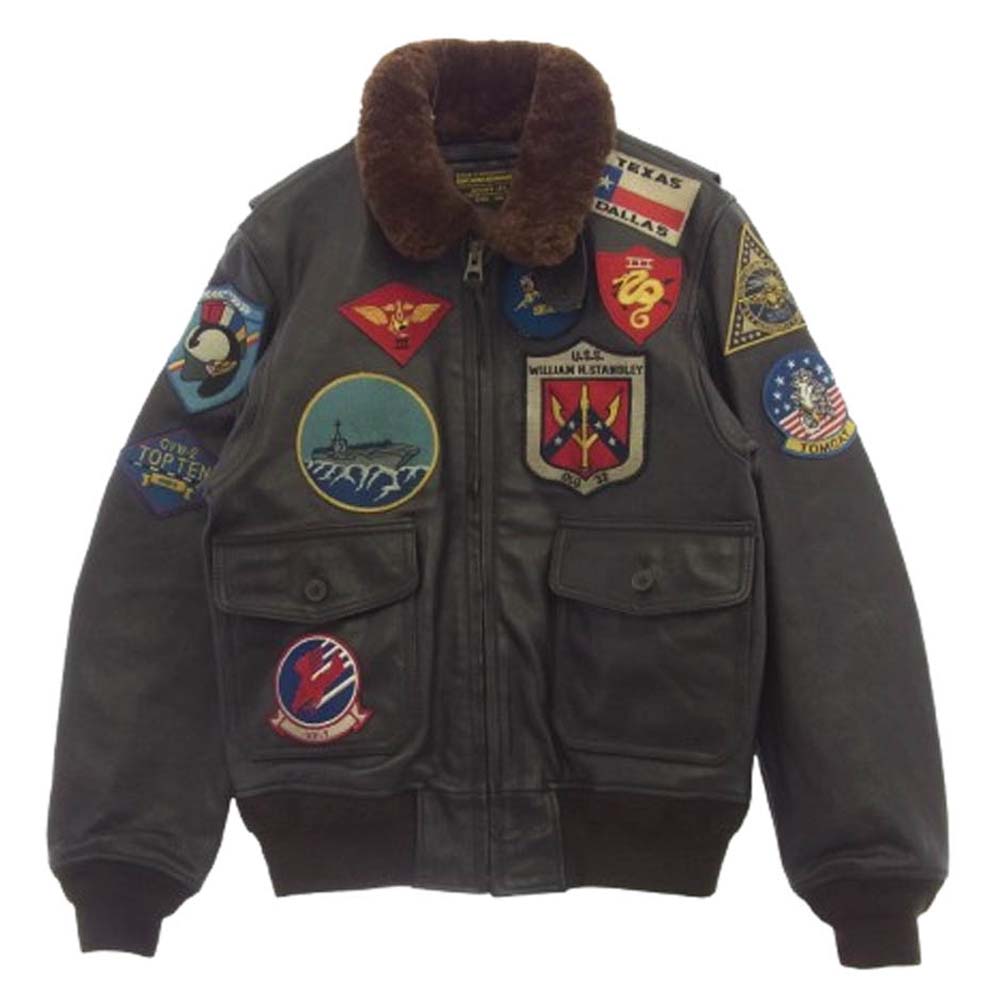 AVIREX アヴィレックス 6101063 G-1 TOP GUN トップガン ゴートスキン レザー フライト ジャケット ブラウン系 38【美品】【中古】