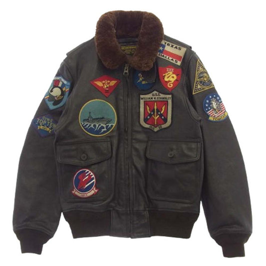 AVIREX アヴィレックス 6101063 G-1 TOP GUN トップガン ゴートスキン レザー フライト ジャケット ブラウン系 38【美品】【中古】