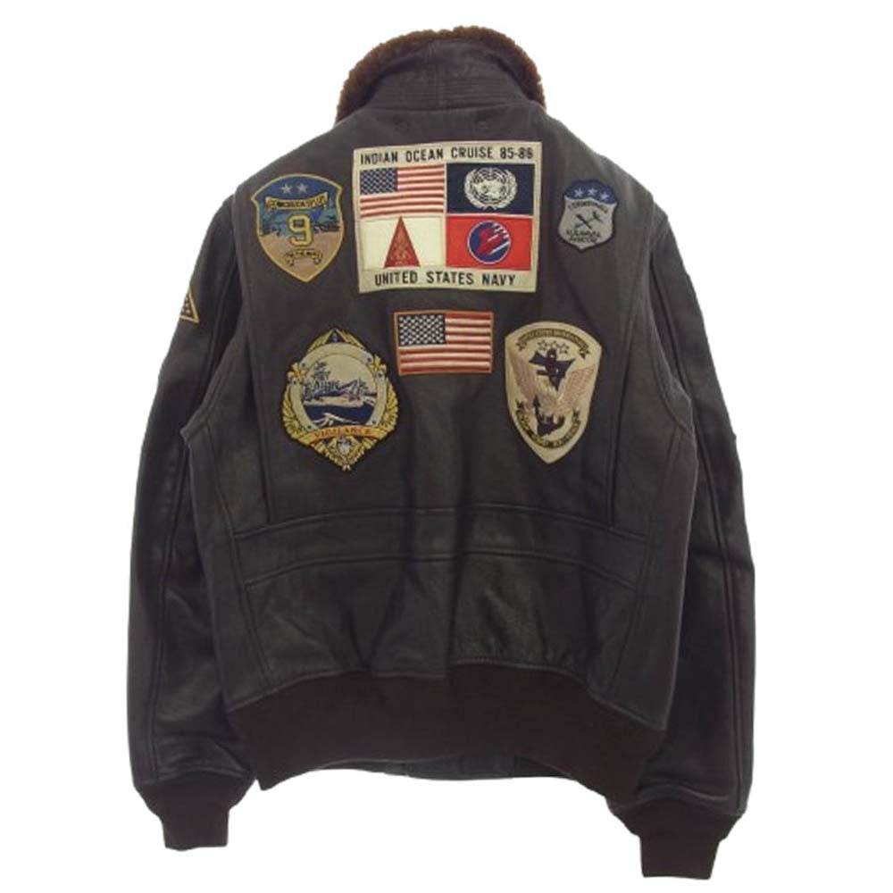 AVIREX アヴィレックス 6101063 G-1 TOP GUN トップガン ゴートスキン レザー フライト ジャケット ブラウン系 38【美品】【中古】