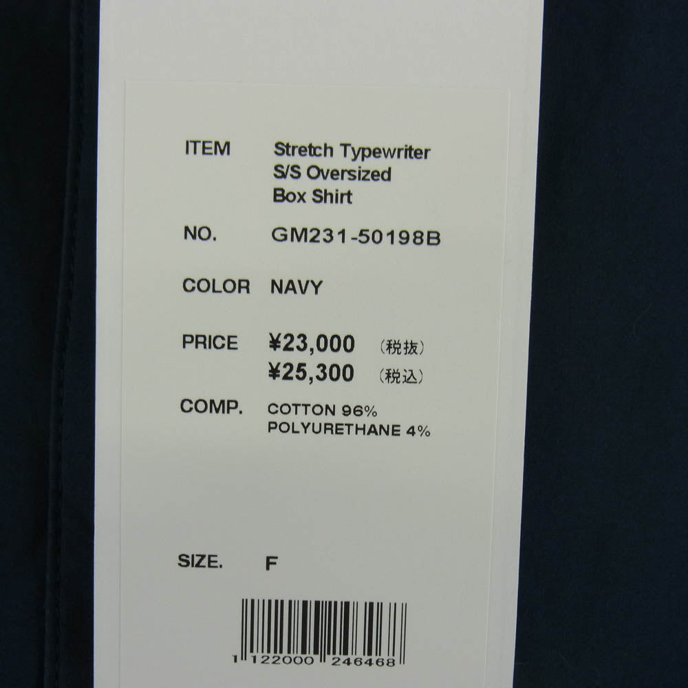 GRAPHPAPER グラフペーパー 23SS GM231-50198B Oversized Box Shirt オーバーサイズ ボックス 半袖 シャツ ネイビー ネイビー系 F【中古】