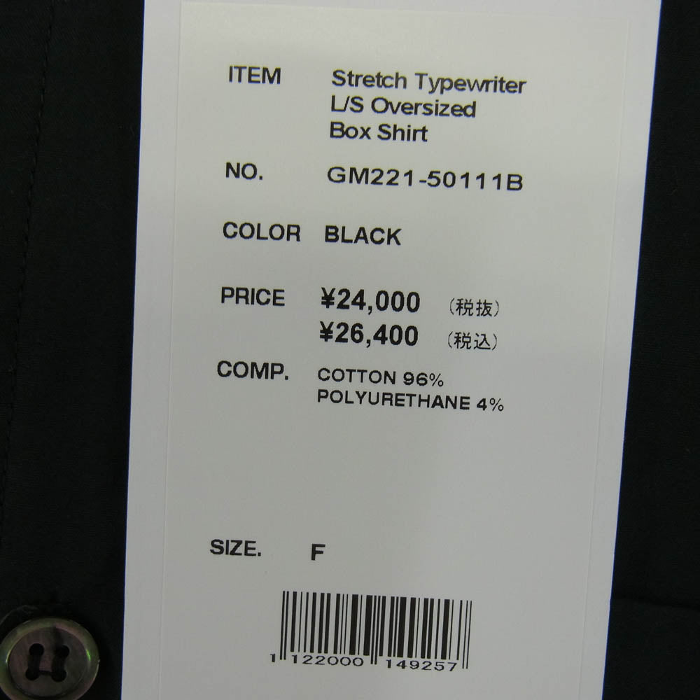 GRAPHPAPER グラフペーパー 22SS GM221-50111B STRETCH TYPEWRITER L/S OVERSIZED BOX SHIRT ストレッチタイプライター オーバーサイズ 長袖 シャツ ブラック系【中古】