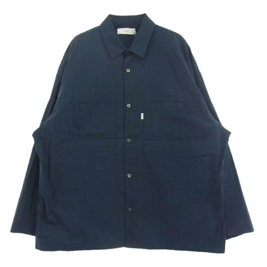 GRAPHPAPER グラフペーパー 23SS GM231-50199B Oversized Box Shirt オーバーサイズ ボックス 長袖 シャツ ネイビー系【中古】