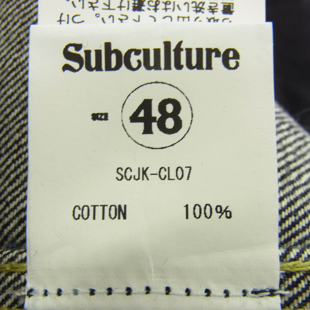 SUBCULTURE サブカルチャー SCJK-CL07 S06XX Denim Jacket Indigo シンチバック デニムジャケット Gジャン インディゴ インディゴブルー系 48【極上美品】【中古】
