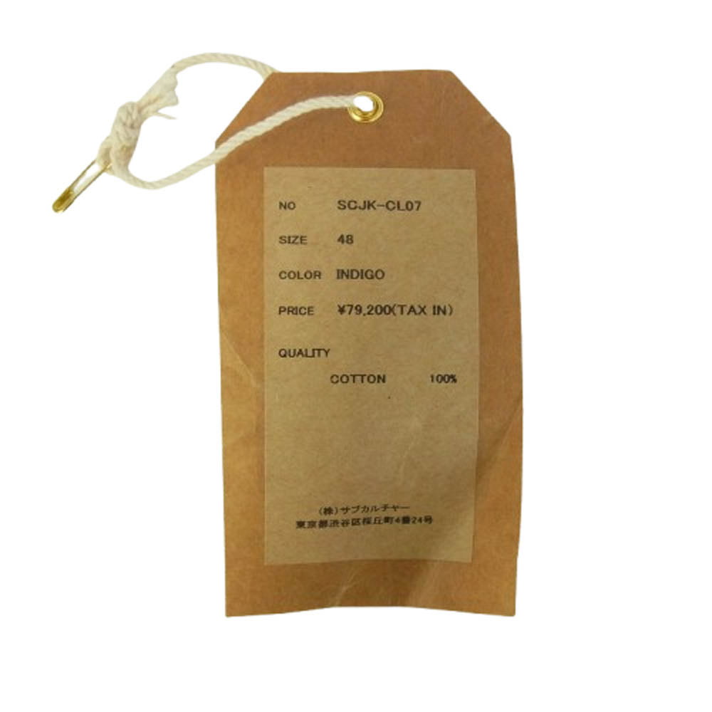 SUBCULTURE サブカルチャー SCJK-CL07 S06XX Denim Jacket Indigo シンチバック デニムジャケット Gジャン インディゴ インディゴブルー系 48【極上美品】【中古】