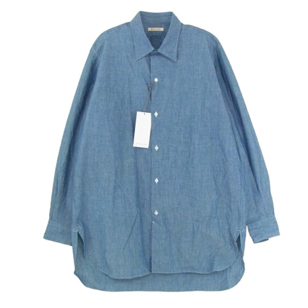 HEUGN ユーゲン SHIRT022 JAMES Regular Collar Shirt Chambray レギュラーカラー 長袖 シャツ シャンブレー ブルー系 1【美品】【中古】